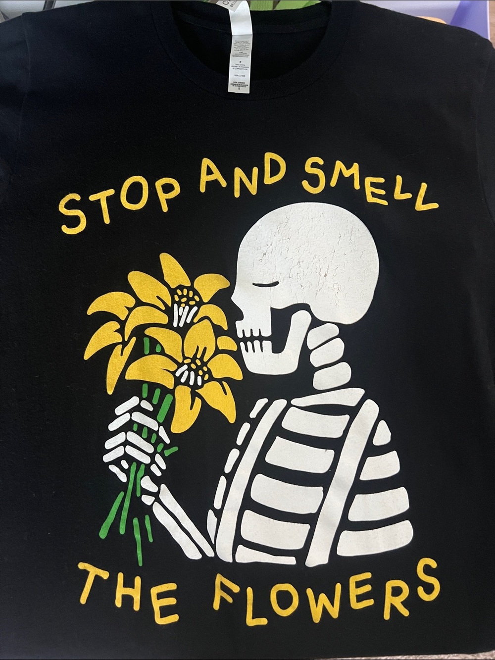 Wicked Clothes Black 'Smell the Flowers' Graphic Tee Size Unisex S